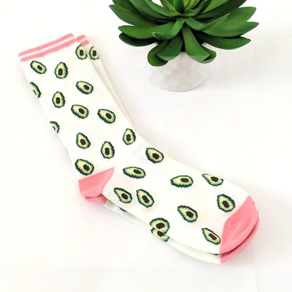 Avocado Print Fun Gift Women's Socks Size 5-10 NEW - Picture 1 of 4